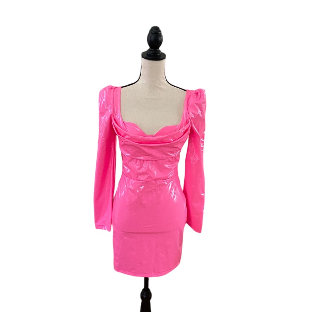 PU Long Sleeve Mini Dress